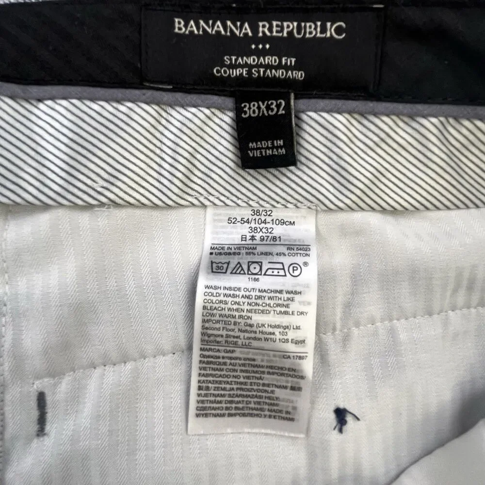 Banana Republic Linen Blend Pants Mens 32x32 Blue Slim Fit Wedding Resort Beach